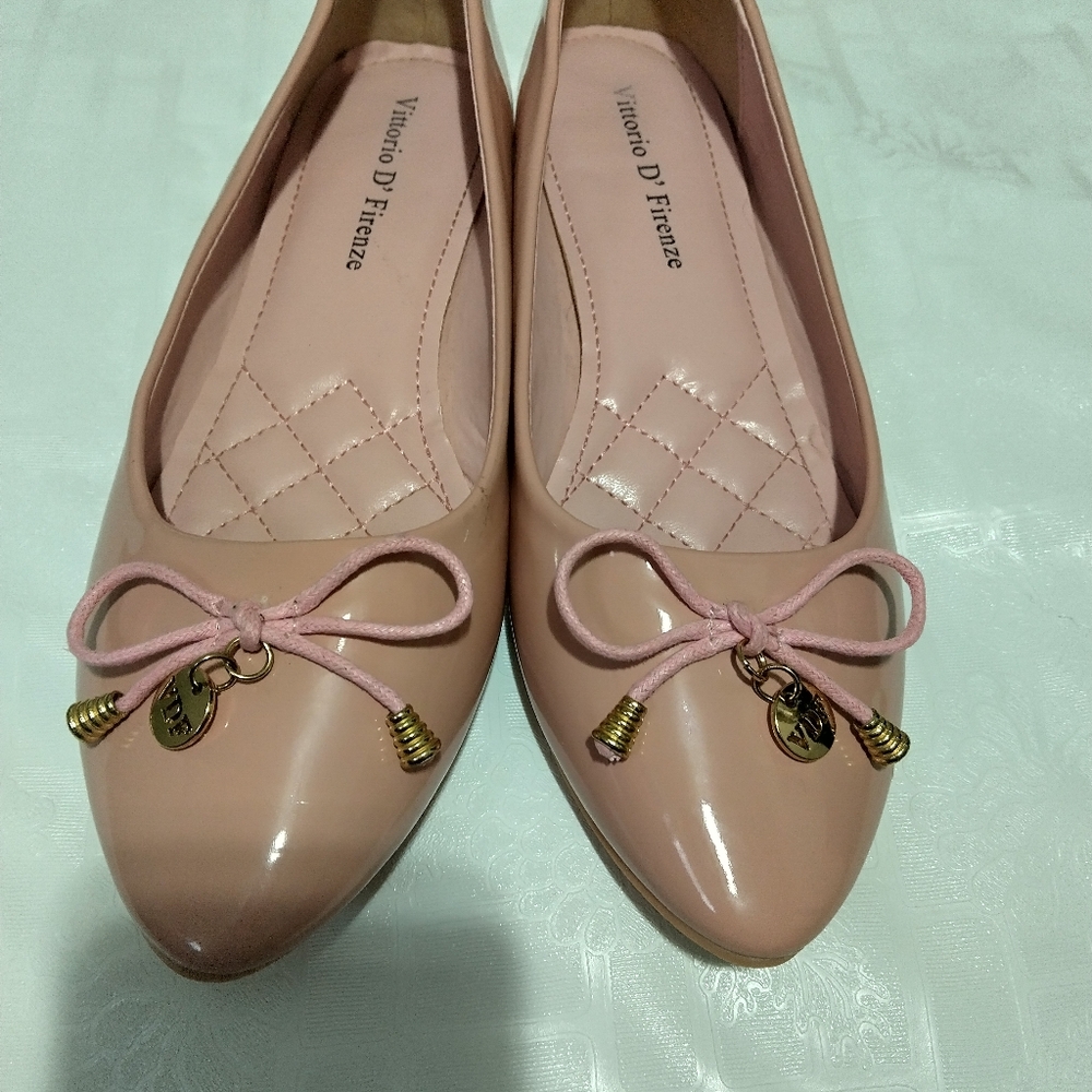 Chic Pink and Cream Quilted Flats with Bow Details